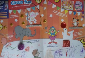 Great fun magazine cutting, sticking and drawing. My little girl enjoyed it too...