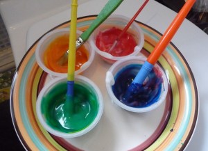 Bath Paints: made with cornflour and food colouring