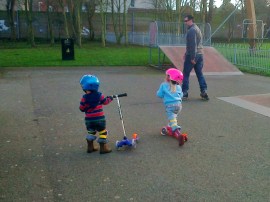 Scootering at the park is much easier than on the school run