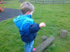 Balancing boy 'All by myself'