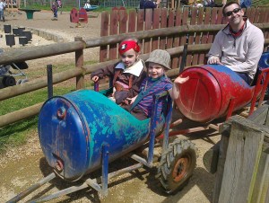 Family Martin on the Barrel Train