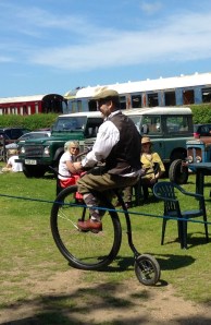 The penyy-farthing following us on the tractor ride