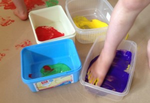 Painting with feet. I said "feet" only!