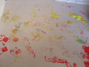 Indoor painting with feet. I said feet!