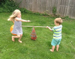 My son with his wooden 'gun'