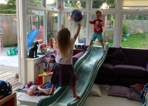 Inventing ball games in the play room