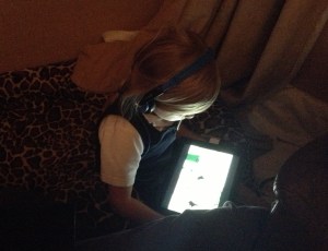 Daughter taking some downtime in the dog bed