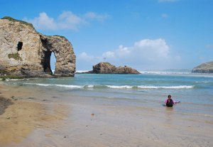 Girl on the beach Perranporth by Gary Rogers