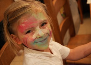 Letting the kids paint their own faces