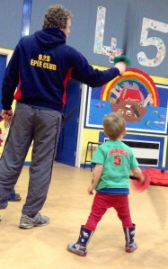 Son doing good listening at fencing