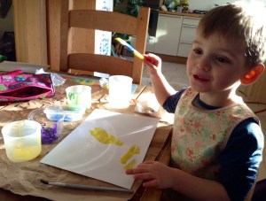 Telling me about his painting