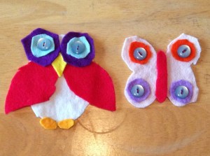 Felt animals with buttons