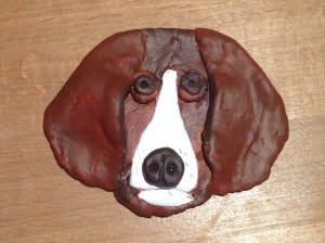 Painted clay dog